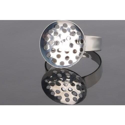 Hot Sale 20Pcs/lot Open Ring Circle With Pad Adjusted Flat Ring Base 19mm Rhodium Plated For Jewelry Making