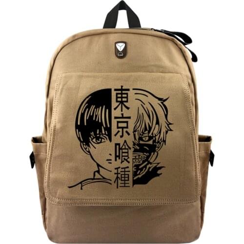 Cartoon Tokyo Ghoul Canvas Student Backpack Casual Rucksack Fashion Travel Bag Zipper School Bag Boys Girls Shoulder Bag Bookbag