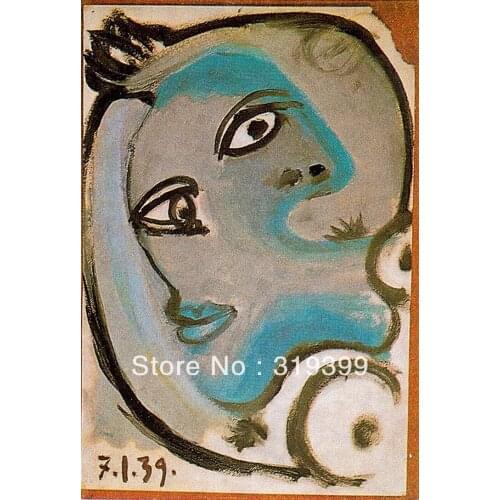 Oil Painting Reproduction on Linen canvas,head-of-a-woman-1939 by pable picasso ,Museam Quality',Fast Free ship,handmade