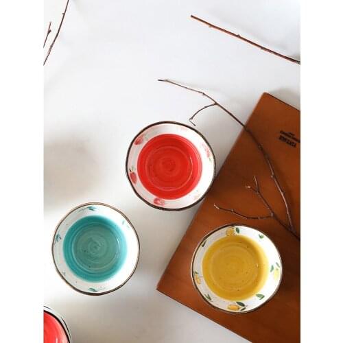 4.75 inch ceramic bowls creative fruit on glazed 4inch lemon strawberry floral printed Japanese style rice bowl food container