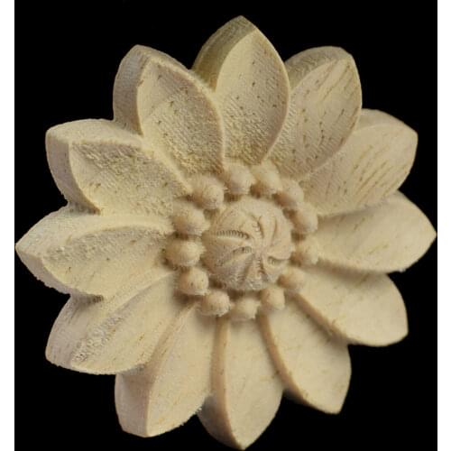 Round Wood Carved Applique Frame Onlay Cabinet Furniture Decoration Accessories Cabinet Door Vintage Home Decor Crafts