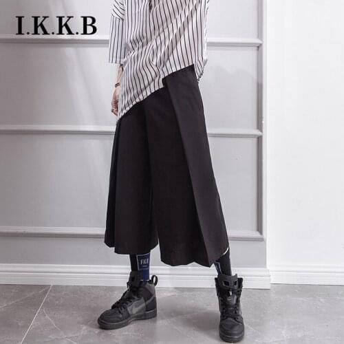 Summer trend boys' Capris, wide leg pants, skirt pants, black versatile loose Harem Pants, fake 2 pieces cool and casual