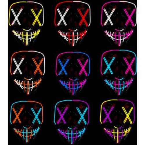 Halloween Mask Vendetta Cosplay Mask Flashing LED Mask EL Wire Neon Anonymous Mask Glow Dance Party Costume Masks Decor