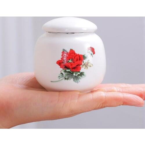 Mini Ceramic jar Black wolfberry Chinese herbal medicine Sealed storage tank Small Pu'er Flower red green tea
