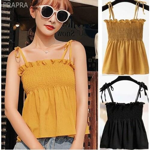 Fashion Pleated Women Top Fashion Flouncing Chiffon Tops Sweet Sleeveless Tube Tank Top