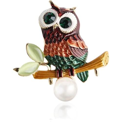 Morkopela Fashion Delicate Owl Brooches Korean Trendy Zinc Alloy Rhinestone Blue Brooch Badge Pin Women Man Gifts Accessories