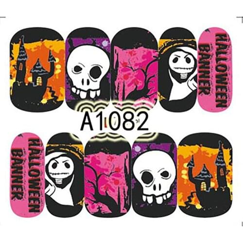 Halloween Pumpkin Full Cover Stickers Ghost Festival Nail Applique Water Transfer Sticker Nail Art Sticker Water Nail Stickers