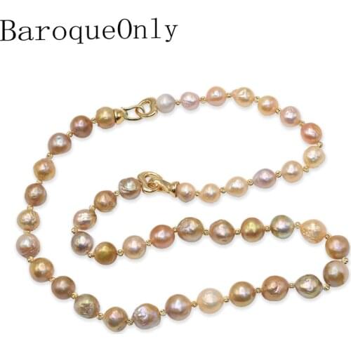 BaroqueOnly 2019 Mixed-colour Edison pearl necklace Baroque Natural Freshwater Pearl Necklace sweater chain for woman gift
