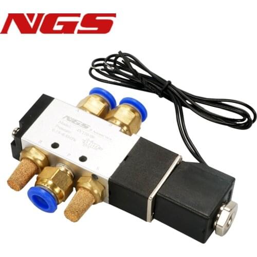 4V110-06 5 Way 2 Position 1/8" Pneumatic Solenoid Valve with wire DC12V DC24 AC110 AC220V with 4mm/6mm/8mm/10mm/12mm