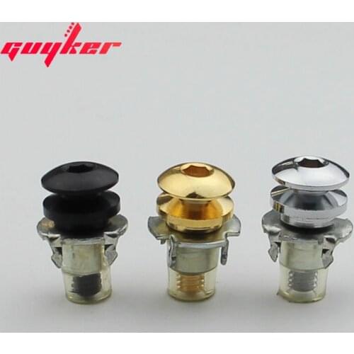 1 piece semi acusitc screw mounting strap button in chrome/black/gold