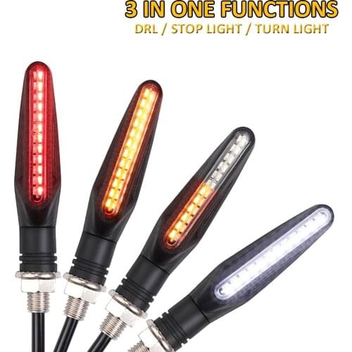 12V Flowing Motorcycle LED Turn Signal Light Amber Flasher Indicator Red Clignotant moto FOR mt07 xj6 cb650f harley davidson 883