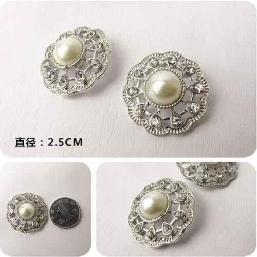 POVUOP crystal pearl button 25mm exclusive original retro palace pearl diamond drill coat button suit for dress