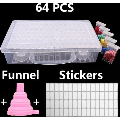 28/64Grid Dismountable Diamond Painting Accessories Embroidery Cases PP Plastics Organizer Home Storage Gift Funnel And Stickers