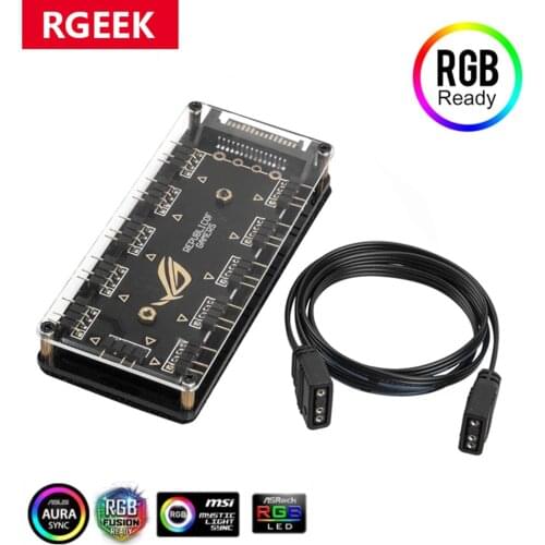 5V 3 Pin RGB 10 Hub Splitter SATA Power 3pin ARGB Adapter Extension Cable for GIGABYTE ASUS AURA SYNC MSI ASRock RGB LED w/Case