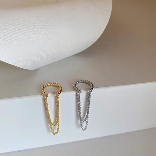 WTLTC 1pcs Punk Style Link Twisted No Pierced Earrings Stempunk Long Tassel Clip Earrings Metal Ear Cuff Earrings for Women