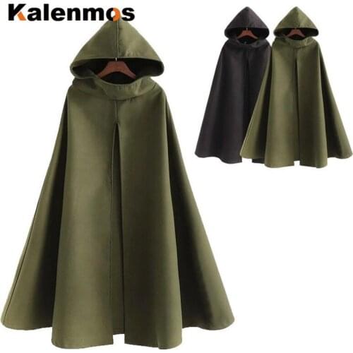 Medieval Gothic Cloak Women Hooded Coat Vintage Gothic Cape Coat Long Trench Halloween Cosplay Costume Overcoat Women Clothing