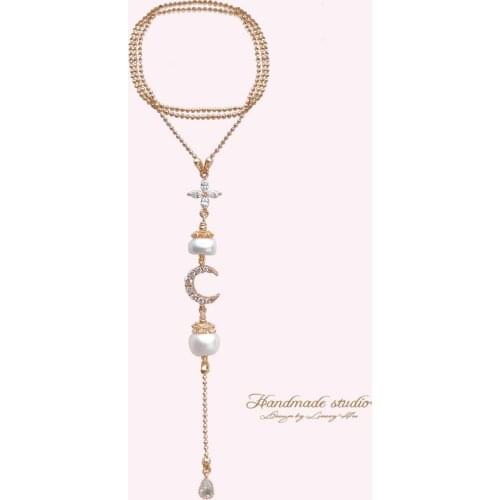 CCijiNG High Quality Star And Moon Pearl Long Pendant Sweater Chain is Ideal For A Sweet Romantic MatchMY3313