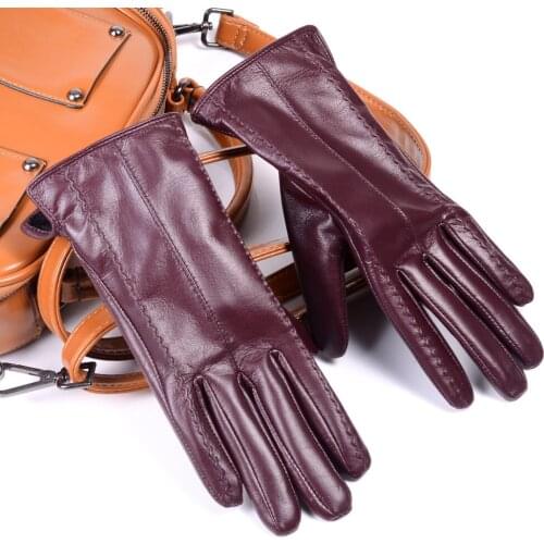 Womens Ladies 100% Genuine Leather Winter Warm Thick Lining Touch Screen Gloves Graceful Gloves