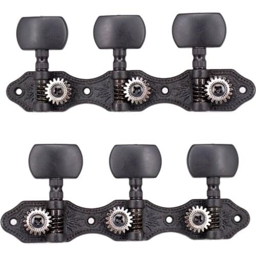 1 Pair Vintage Acoustic Guitar String Tuning Pegs Guitar Tuners Acacia Knobs 3R3L Black