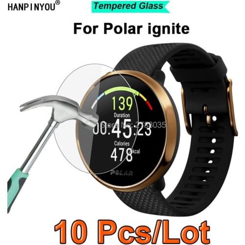 10 Pcs For Polar ignite Sport Smart Watch Clear 9H Hardness 2.5D Ultra-thin Toughened Tempered Glass Film Screen Protector Guard