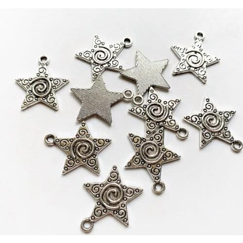 10pcs Metal Alloy Five-star Pendant Spiral Charm for Necklace Diy Earrings Jewelry Bracelet Vintage Jewelry Handmade Craft Items