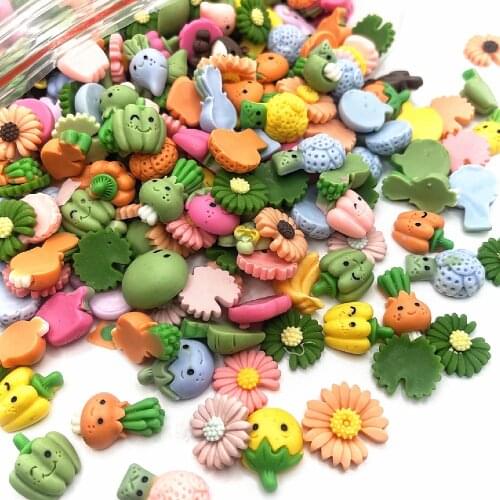 40/60Pcs Resin Mix Colorful Mini Flower strawberry Animal Flatback Cabochon Stone Scrapbook DIY Decor Home Figurine