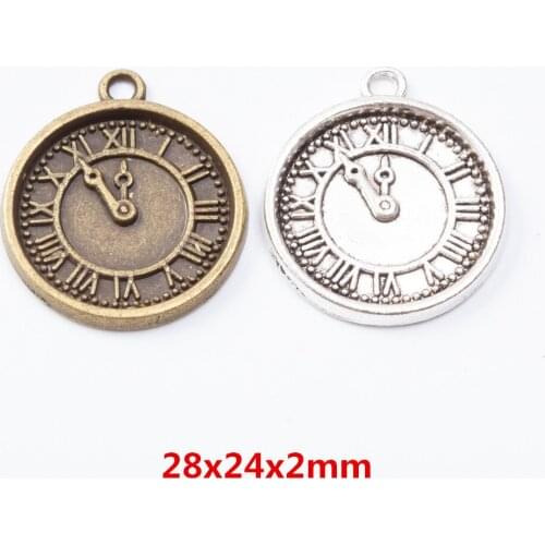 20 pieces of retro metal zinc alloy Clock pendant for DIY handmade jewelry necklace making 7414