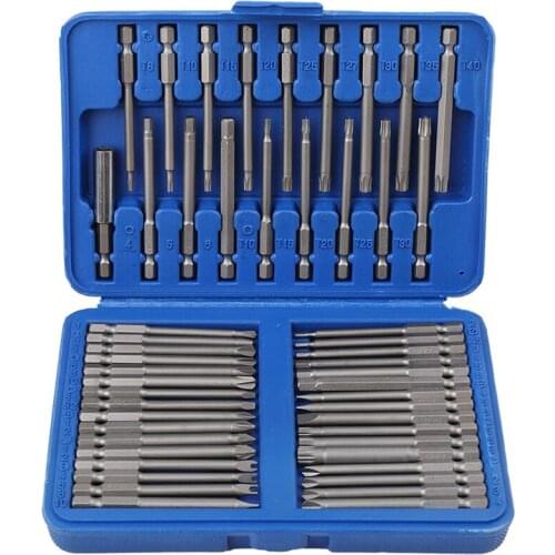 50Pc 75mm Extra Long Reach Bit Set Security Screwdriver Bits Torx Star Hex Spline Brocas Destornillador Parafusadeira