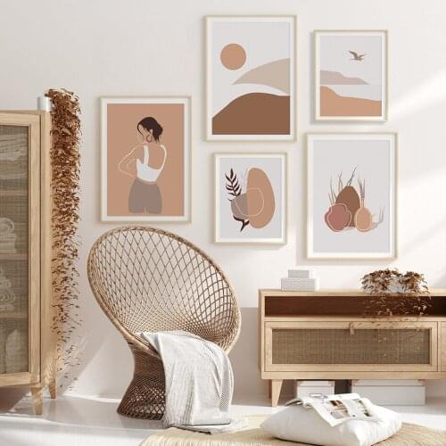 Boho Style Abstract Mountain Geometry Canvas Painting Wall Art Poster Print Pictures for Living Room Interior Home Decoration