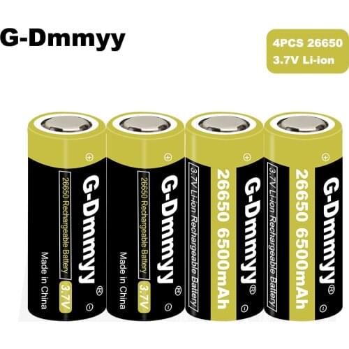 100% Original G-Dmmyy 26650 3.7V 6500mAh High Capacity 26650 Li-ion Rechargeable Batteries 26650 for flashlight for toy car
