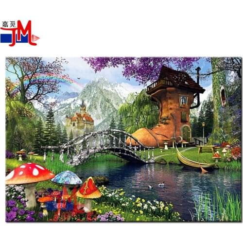 Diamond Painting Handmade Shoe House Landscape Bridge Full Square Round Drill 5D Diamond Embroidery Mosaic Rhinestone Decoration