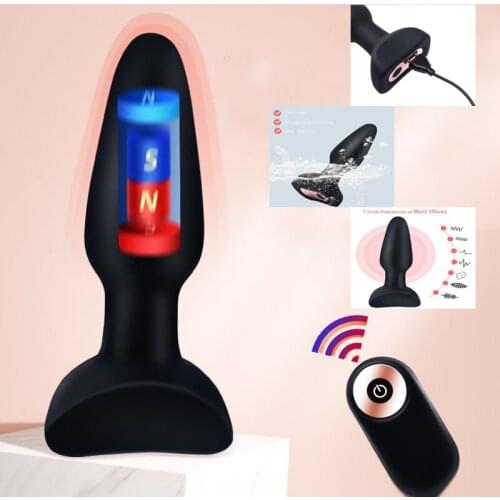 Remote Control Anal Dildo Vibrator 7 Speeds Magnetic Impact Butt Plug Outdoor Climax Prostate Massage Masturbator Adult Sex Toys