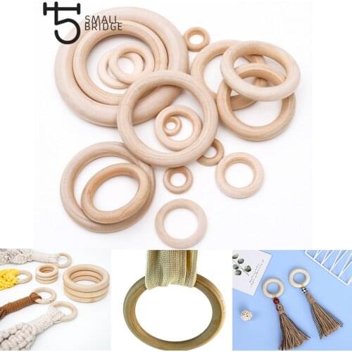 15-70mm Natural Circles Rings Beads Diy For Baby Teething Bracelet Necklace Loose Unfinished Wooden Beads Wholesale W402
