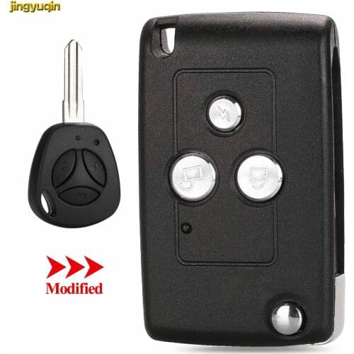 Jingyuqin 10pcs Remote Car Flip Key Shell Modified For LADA Priora Sedan Sport Kalina Granta Vesta X-Ray XRay 3 Buttons Auto Fob