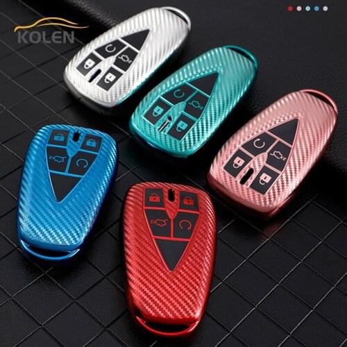 Carbon Fiber TPU Car Smart Key Case Cover Shell Fob For Changan CS35Plus CS55Plus CS75Plus 2019 2020 Keyless Auto Accessories