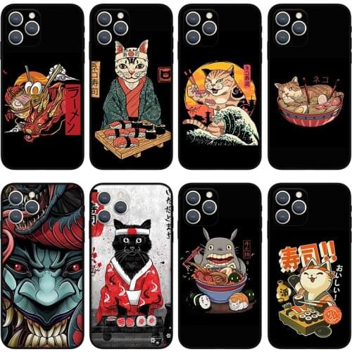 Anime Sushi Phone Case For iPhone 11 12 Pro Max X XS XR Xs Max Mini 6 6s 7 8 Plus se black Silicone Case
