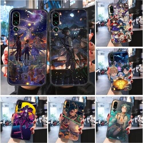 Genshin Impact Game xiao mona Phone case For Huawei Honor 6 7 8 9 10 10i 20 A C X Lite Pro Play Frosted black tpu shell soft