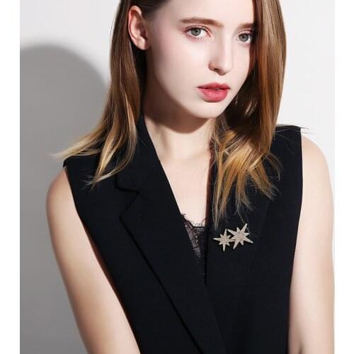 DARA Personality Double Star Brooch For Women 2021 New Arrival