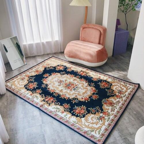 European and American Persian Carpet Pastoral Style Vintage Flower Blanket Rugs and Carpets for Home Living Room Bedroom Decor