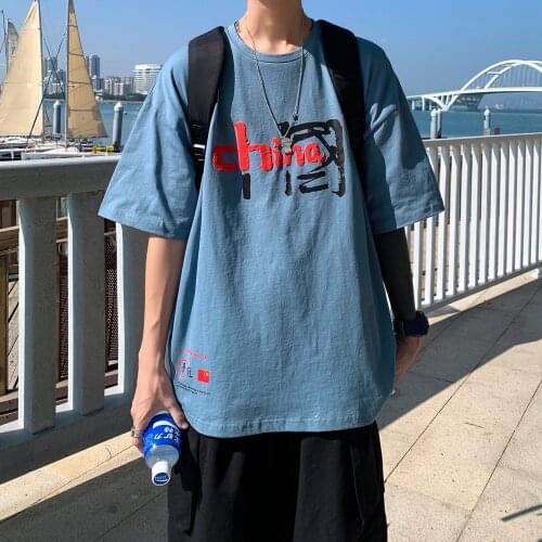 T Shirts Tops Clothing Casual Tshirt Man Streetwear Cool Tee Shirts Print 2021 Simple O Neck Stretch New Summer Cotton Short