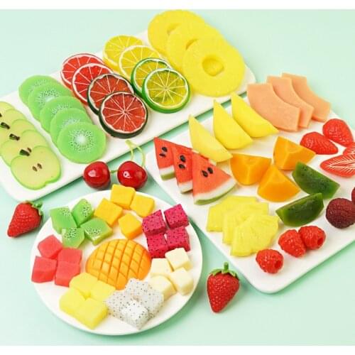 1PC Artificial Fruit Slices Fake Banana Apple Lemon Orange Faux Food Artificial Fruits Simulation Ornament Craft Home Decoration