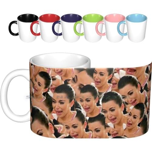 Crying Ceramic Mugs Coffee Cups Milk Tea Mug Crying Tv Show Reality Collage Collage Design Pop Culture Meme Memes Funny Urban