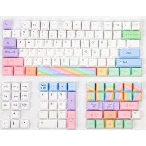 PBT Keycaps Cherry Profile Rainbow Keycap DYE Sublimation 2U Shift 6.25U Spacebar For GH60 XD64 GK61 64 84 87 96 104 108