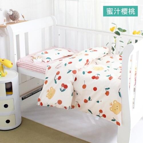 3Pcs/Set Baby Bedding Set For Newborns Bedroom Cartoon Pattern Print Children Bed Linen For Boys Girls Cotton Woven Crib Bedding