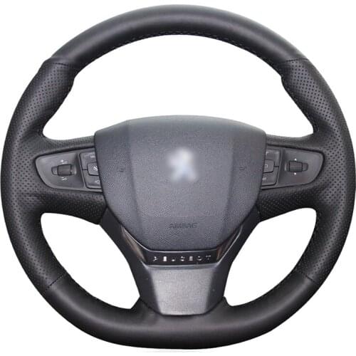Handsewing Diy PU Micro Fiber Leather Car Steering Wheel Covers for 2014 2015 Peugeot 408 Accessories