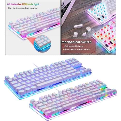 K87S USB Mechanical Keyboard LED RGB Rainbow Backlit Anti-ghosting Keypads