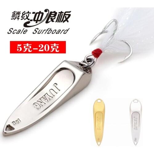 JUYANG Scale Bevel Scale Surfboard Bait Casting Jigging Metal Fishing Spoon Lure 5g 10g 15g 20g Gold Silver Freen Shipping