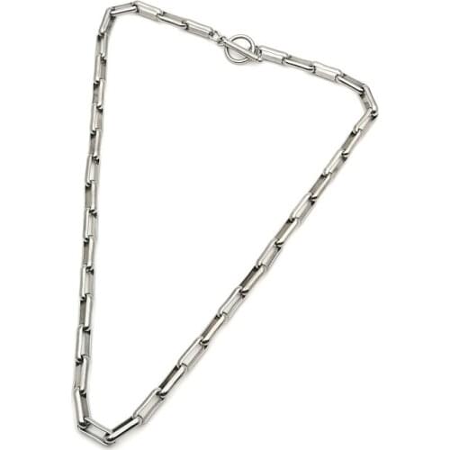 Fashion OT one word buckle flat O word titanium steel stainless steel necklace men and women chain hot sale