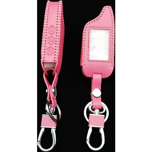 Fashion Leather Key Cover Case For Starline B9 / B91 / B6 / B61 / A91 / A61 / V7 C9 Twage Two Way Car Alarm System Keychain