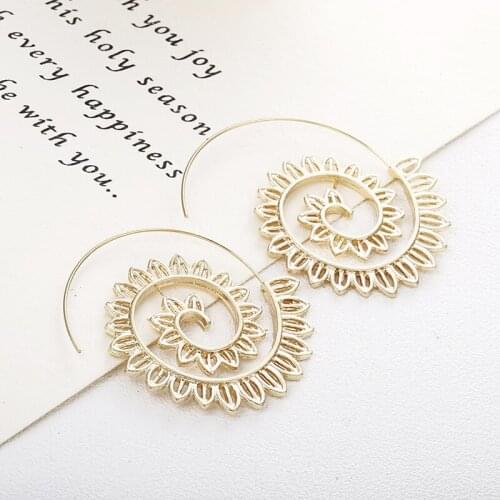 New Ethnic Jewelry Ornate Swirl Hoop Gypsy Indian Tribal Ethnic Earrings Boho Earrings for Women Jewelry Gifts